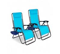 Pincho Tumbona Jardín Exterior Plegable de Gravedad Cero - Pack 2 Sillas Reclinables o Hamacas para Playa, Terraza y Camping con Portavasos, Ligeras y Cómodas