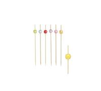 Pinchos de bambú "Square", 12 cm, con cuentas cuadradas de colores, 40 unidades