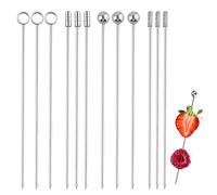 Pinchos de cóctel de acero inoxidable reutilizables 12 unidades, palillos elegantes para aperitivos y tapas, 11 cm, color plateado, ideales para fiestas y cenas sofisticadas