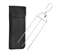 Pinchos ergonómicos de acero inoxidable de 3 vías para asar a la parrilla, aptos para lavavajillas, resistentes al óxido, grado 430, deslizador de fácil liberación de alimentos, para entusiastas de la