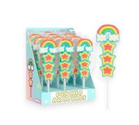 Pinchos Marshmallow Cruz y Estrellas Azul, Rosa y Arcoíris - Estuche de Brochetas Dulces para Mi Primera Comunión - Chuches Decorativas para Mesa Candy Bar (Arcoiris)