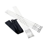 Pinchos para Barbacoa, Palos Planos Largos de Acero Inoxidable para Barbacoa, Brocheta Plana para, para Pollo, Carne, Fruta, Verdura, Gambas, Cocina en Casa, Exterior, Restaurante