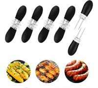 Pinchos para Mazorcas de Maíz - 10 Piezas Pinchos de Barbacoa Inoxidable con Mango de Madera para Camping, Picnic y Cocina