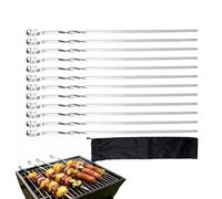 Pinchos para Parrilla,Palos Planos Largos de Acero Inoxidable para Barbacoa | Brocheta Plana para Barbacoa - Para Camping Hogar Restaurante Carne Pollo Gambas Verduras Fruta