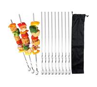 Pinchos para Parrilla | Palos Planos Largos de Acero Inoxidable para Barbacoa - Brochetas Planas Largas para Kebab,para Carne Pollo Verduras Gambas Frutas Cocina Camping Hogar Restaurante