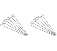 Pinchos planos para brochetas KitchenCraft, acero inoxidable, juego de 6 pinchos de metal reutilizables, limpieza sencilla, 2 cm (8'') (Paquete de 2)