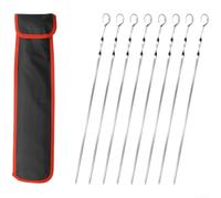 Pinchos planos reutilizables de acero inoxidable para kebab, juego de 8 o 10 piezas para asar carne, verduras, pollo y mariscos (A)