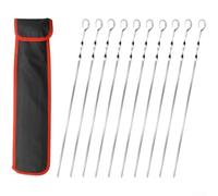 Pinchos planos reutilizables de acero inoxidable para kebab, juego de 8 o 10 piezas para asar carne, verduras, pollo y mariscos (B)