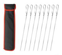 Pinchos planos reutilizables de acero inoxidable para kebab, juego de 8 o 10 piezas para asar carne, verduras, pollo y mariscos (C)