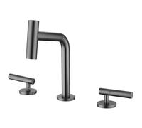 PINCHU Grifo de Lavabo con 2 Modos de Chorro, Grifería de Baño en Latón 3 Agujeros con Ducha Extraíble, Doble Maneta Agua Fría y Caliente, Grifo con Kit de Instalación Completo