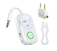 Pinci Receptor transmisor Bluetooth 5.4 2 en 1, Dual Stream para 2 AirPods/auriculares, micrófono integrado, conector de audio de 3,5 mm, perfecto para aviones, TV, coche, PC, estéreo doméstico