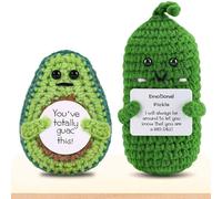 PinCute 2 piezas emocionales de ganchillo pepinillo aguacate regalos para amigos - Bonita muñeca divertida de ganchillo de patata decoración de escritorio para el hogar - Regalo para mujeres, hombres