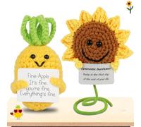 PinCute 2 regalos para mamá, piña, girasol, regalo inspirador para mujeres, amigas, madres, cumpleaños, aniversario, divertido y emocional pepinillo de ganchillo para decoración de habitación