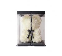 PIND Oso de Rosas Artificiales con Caja de Regalo Transparente y Lazo, Regalo Ideal para San Valentín, Aniversario, Día de la Madre, Cumpleaños o Boda, 25 x 15cm (Beis)