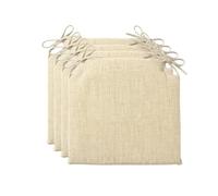 PIND Pack 4 Cojín Cuadrado para Silla 40x40 cm de Espuma de Alta Densidad, Asiento en Tela de Lino con Cintas, Relleno Firme Antideformación para Comedor, Cocina y Jardín. (4, Crema)