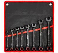 Pindex Juego de Llaves Fijas con Carraca Combinadas de Trinquete 8-19 mm | 8 10 12 13 14 15 17 19 mm, Acero al Cromo-Vanadio, 72 Dientes, con Estuche de Almacenamiento