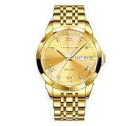 PINDOWS Reloj de Pulsera para Hombre con Diamantes, Estilo de Negocios, Movimiento de Cuarzo, analógico, de Lujo, Impermeable, con manecillas Luminosas, indicador de Fecha, Correa de Acero Inoxidable