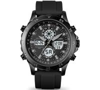 PINDOWS Relojes para Hombre. Relojes para Hombre Resistentes al Agua, analógicos y Digitales, Deportivos, multifunción y Resistentes. para Exteriores, con retroiluminación LED (Schwarz Schwarz)