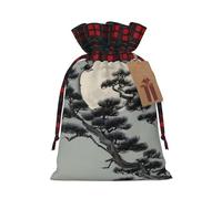 Pine Tree Under The Moon - Bolsa con cordón para fiestas, bodas y festivales, poliéster ligero
