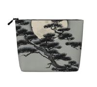Pine Tree Under The Moon - Bolsa de maquillaje de cáñamo falso, gran capacidad, organizador de viaje para viajes de negocios y uso diario