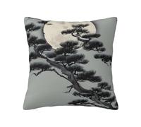 Pine Tree Under The Moon - Funda de almohada cuadrada de felpa de 22 x 22 pulgadas, adecuada para el hogar, sala de estar, dormitorio y fundas de almohada interiores de coche.