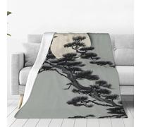 Pine Tree Under The Moon - Manta de franela ultrasuave para el hogar, manta de siesta, tapete de picnic para camping, 60 x 50 pulgadas