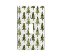 Pine Trees - Placa de cubierta de interruptor de luz individual, tonos verdes rústicos naturales, acuarela, plástico verde invierno, tamaño estándar, placas de interruptor de pared, detalles para el