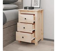 Pine Wood Nightstand with 3 Drawers 40x35x61.5 cm Solid Pine Bedside Table Rustic Elegant Design for Bedroom Storage Space Sturdy Surface Home Decor