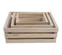 Pine Wood Storage Basket For Mini Accessories - Cesta de madera de pino | Madera de pino natural, acabado beige rústico, diseño ligero, ideal para miniaturas, manualidades y decoración de bricolaje
