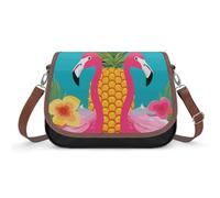 Pineapple Flamingo - Bolso bandolera de piel ajustable y extraíble, con correa de hombro y manos libres