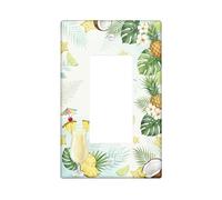 Pineapple Kitchen - Cubierta para interruptor de luz basculante individual, diseño tropical, verano, coco, lima, verano, verde, plástico, tamaño estándar, placas de pared decorativas para el hogar