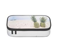 Pineapples On The Summer Beach - Estuche para lápices de gran capacidad, bolsa de almacenamiento con cremallera, para niños, niñas, estudiantes, escuela, Black, Talla única, Maleta