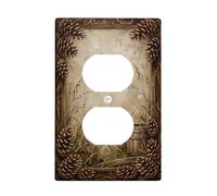 Pinecones - Placa de pared dúplex para toma de corriente, barril de hierba natural rústica, color marrón, placas de pared de plástico de tamaño estándar para enchufes eléctricos para el hogar, sala de
