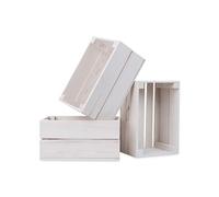 PINEEA Mini Caja de Madera Vintage Blanca 30x20x15 - Cajas de Vino y Fruta Vintage - Caja Pequeña Deco