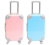 Pineeseatile 2 Mini Maletas realistas Que se Pueden Abrir para muñecas niñas, Estilo 1, Mini Equipaje con Varilla de tracción Extensible, Caja de Regalo de Fiesta con Rueda móvil
