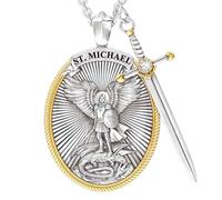 Pineeseatile Collar de San Miguel San Cristóbal para hombres Arcángel Espada Señor Oración Collar Joyería para hombres