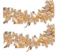Pineeseatile Guirnaldas de Hojas de Arce con Luces, 2 uds., 14, 8 pies, para Cosecha de otoño, Interior y Exterior, Decoraciones de Halloween con Pilas de 30LED