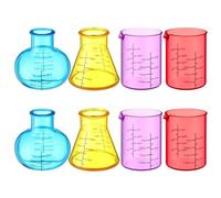 Pineeseatile Juego de Vasos de plástico de 8 Piezas, Juego de Vasos de Colores con Diferentes Formas, Kits de Ciencias educativas de plástico para Bricolaje, experimentos, química, Estudios, matraces