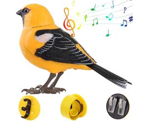 Pineeseatile Juguete eléctrico para pájaros Que Canta y Canta, Interactivo para Regalos de niños, Oriole, Juguete Activado por Sonido de Movimiento, Robot con Pilas para pájaros