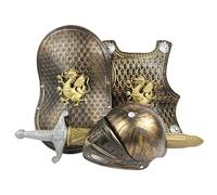 Pineeseatile Knight Armor, Knight Costume Kids, 4pcs/set Dress Armor Set incluye medieval, escudo, espada y casco, disfraz de plástico para niños