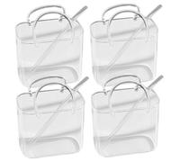 Pineeseatile Monedero de vidrio, Monedero de vidrio para bebidas, 4 vasos únicos con pajitas, lindos vasos de cóctel, diseño de bolso para jugo, cócteles sin alcohol, fiesta