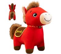 Pineeseatile Peluche de Caballo, Juguete de Peluche de Caballo de de 7, 9 Pulgadas, Animal de del Zodiaco Rojo para Decoraciones de Mesa de Oficina en casa de Año Nuevo Chino