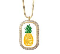 PineFruit Stand Tall Be Sweet - Collar con colgante con cita amarilla y diamantes de cristal dorado