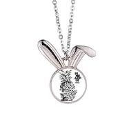 PineFruit Trend - Collar con colgante de conejo con diseño de líneas de frutas
