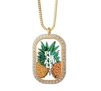 PineFruit Trend - Collar con colgante de frutas tropicales con diamantes y cristales dorados