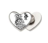PineFruit Trend Fruit Line Drawing Heart - Broche de metal con diseño de corazón