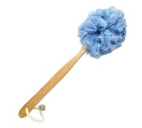 Pineker - Cepillo de baño de madera de mango largo, cepillo de ducha con malla de lufa para exfoliar la piel, esponja de espalda para hombres y mujeres