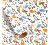 Pineraap Rollo de papel de regalo de cumpleaños de nutrias para niños y amigos, envoltura de regalo de nutria marina para decoración de fiesta de cumpleaños temática de animales bajo el mar, baby