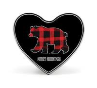 Pines de botón de oso navideño rojo y negro, prendedores de solapa con forma de corazón, insignias, broches, manualidades para adultos, suministros de decoración