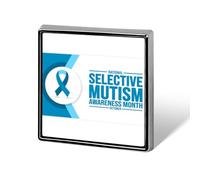 Pines de concienciación sobre el mutismo selectivo, insignias cuadradas, prendedores de solapa, botones esmaltados, decoraciones para fiestas.